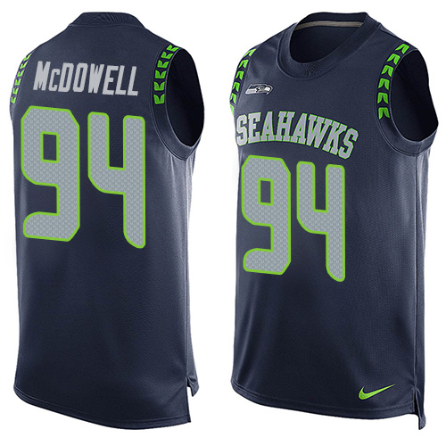 Nike Seahawks #94 Malik McDowell Steel Blue Team Color Men's Stitched NFL Limited Tank Top Jersey